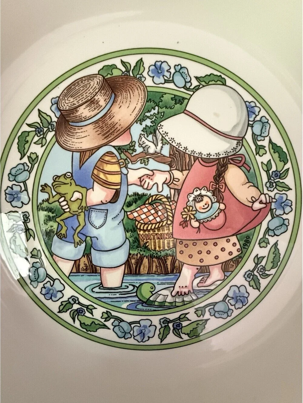 Watkins Country Kids Pie Plate Summertime Strawberry Pie Recipe 1989 Vintage